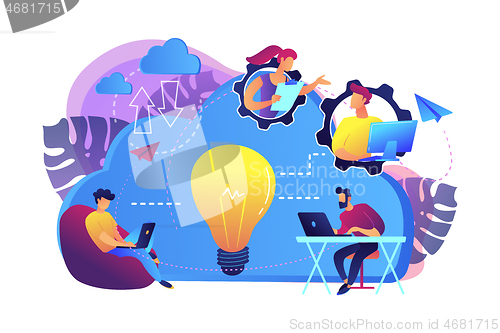 Image of Cloud collaboration concept vector illustration.