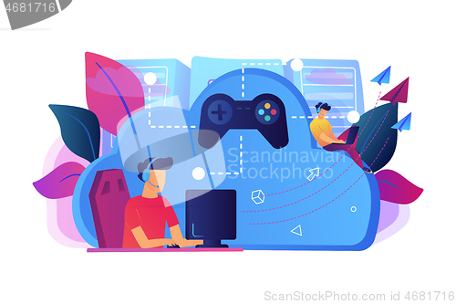 Image of Cloud gaming concept vector illustration.