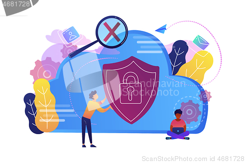 Image of Cloud computing security concept vector illustration.