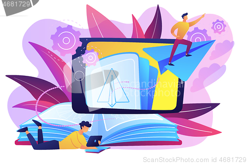 Image of Augmented reality books concept vector illustration.