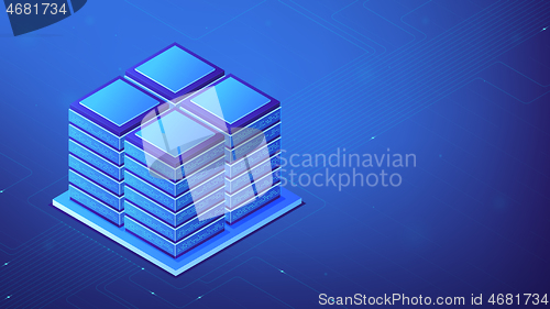 Image of Isometric server room concept.