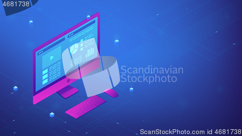 Image of Personal computer interface. Isometric vector 3d illustration.