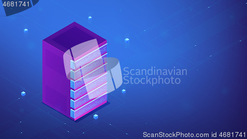 Image of Isometric server rack concept.