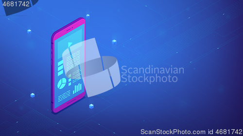 Image of Smartphone interface design. Isometric vector 3d illustration.