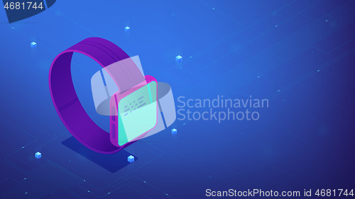 Image of Smart watch interface. Isometric vector 3d illustration.