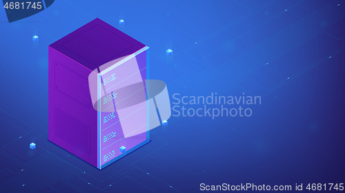 Image of Isometric quantum computer. Vector 3d illustration.