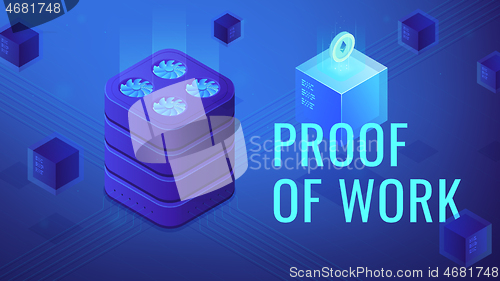 Image of Isometric blockchain proof of work vector illustration.