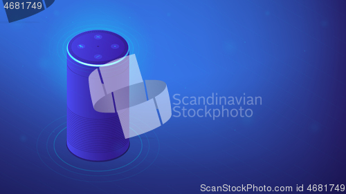 Image of Isometric voice assistant illustration.