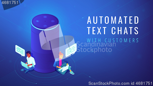Image of Isometric voice assistant automated text chats illustration