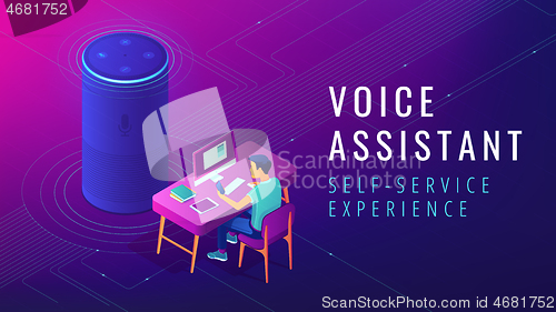 Image of Isometric voice assistant automated self service illustration