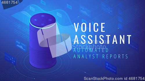 Image of Isometric voice assistant automated analyst report illustration