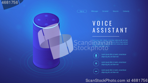 Image of Isometric voice assistant landing page.