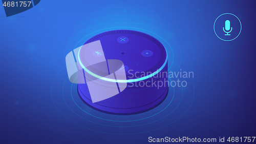 Image of Isometric voice controlled smart speaker