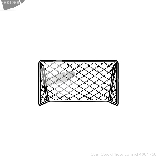 Image of Soccer goal hand drawn outline doodle icon.