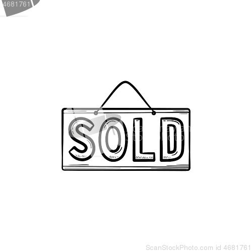 Image of Sold sign hand drawn outline doodle icon.