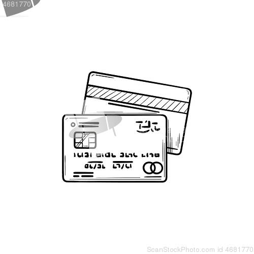 Image of Credit cards hand drawn outline doodle icon.