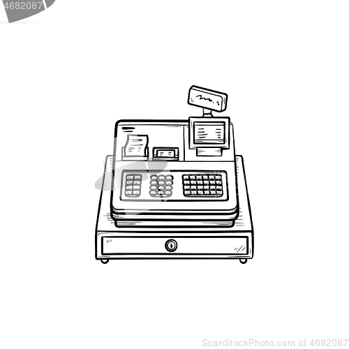 Image of Cash register hand drawn outline doodle icon.