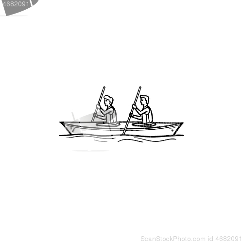 Image of Water sport, canoe hand drawn outline doodle icon.