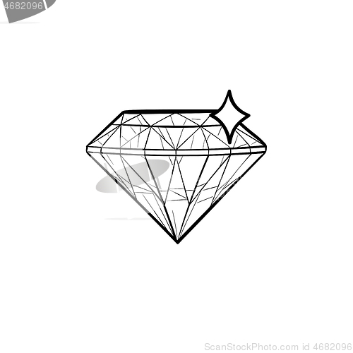 Image of Diamond hand drawn outline doodle icon.