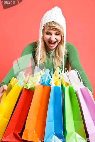 Image of Shopping caucasian girl