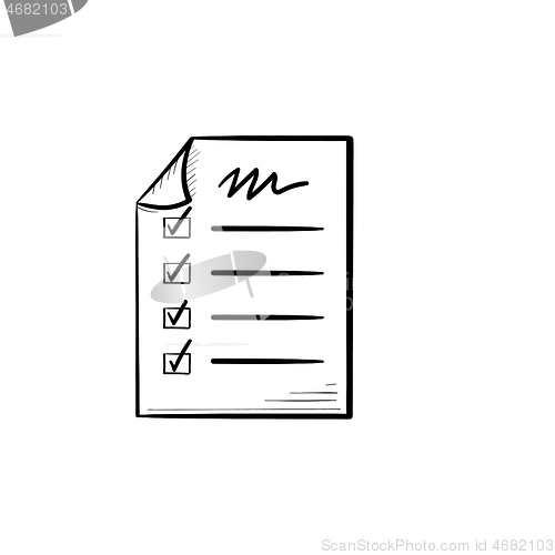 Image of Checklist hand drawn outline doodle icon.