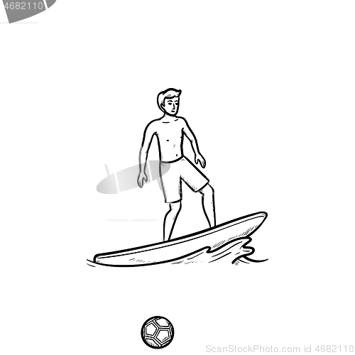 Image of Male surfer hand drawn outline doodle icon.