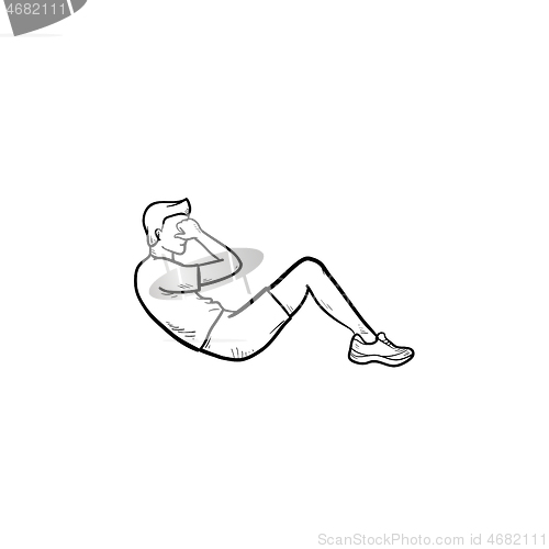 Image of Crunches sport exercise hand drawn outline doodle icon.