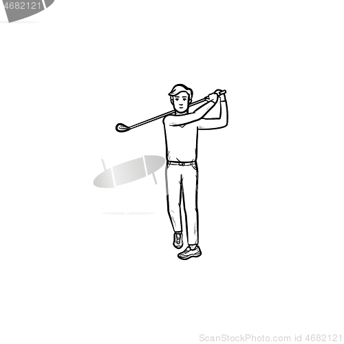 Image of Golf player hand drawn outline doodle icon.