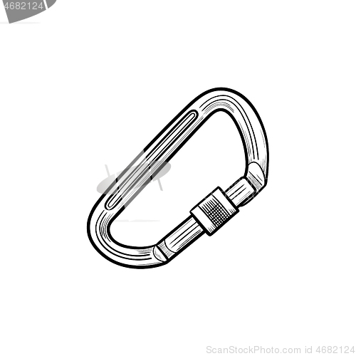 Image of Climbing carabiner hand drawn outline doodle icon.