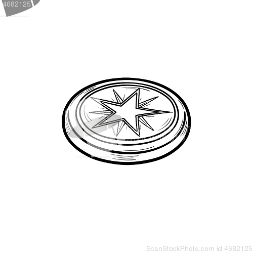 Image of Ice hockey puck hand drawn outline doodle icon.