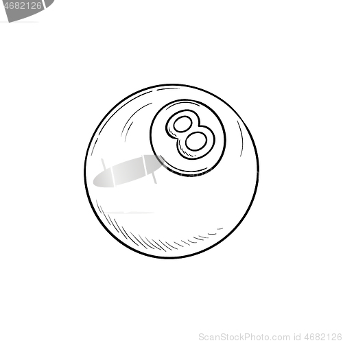 Image of Pool eight ball hand drawn outline doodle icon.