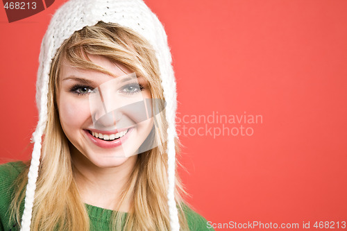 Image of Beautiful caucasian girl in winter