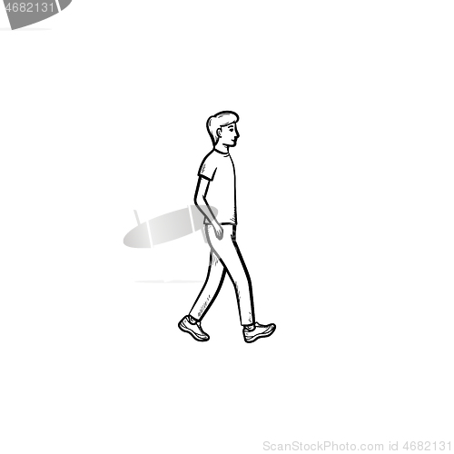 Image of Walking person hand drawn outline doodle icon.