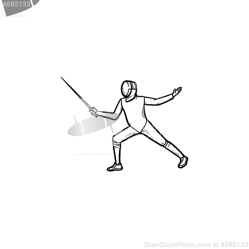 Image of Fencing hand drawn outline doodle icon.