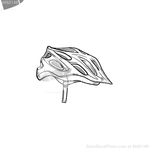 Image of Bicycle helmet hand drawn outline doodle icon.