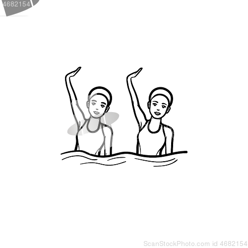 Image of Synchronized swimming hand drawn outline doodle icon.