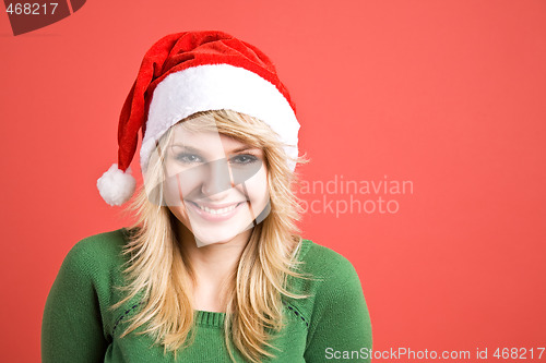 Image of Caucasian girl wearing santa hat