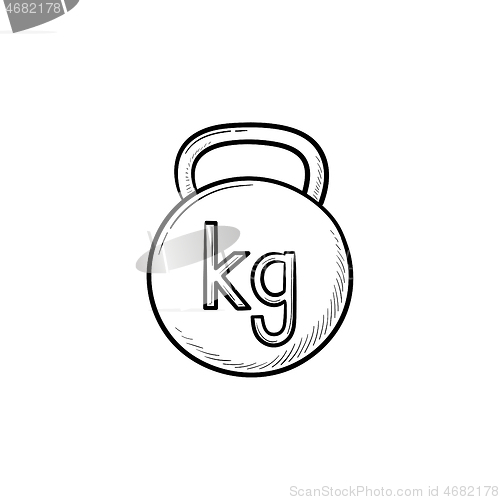 Image of Kettlebell hand drawn outline doodle icon.
