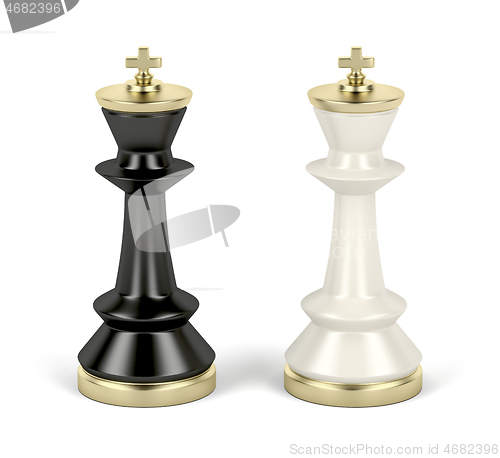 Image of Front view of black and white chess kings