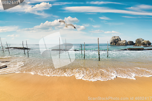 Image of Beach and fishing poles