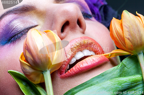 Image of girl with orange lips