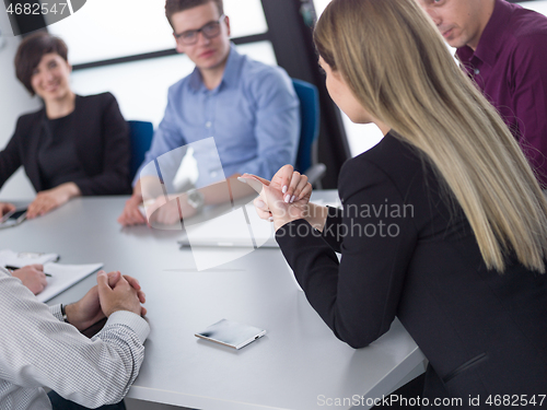 Image of Business Team At A Meeting at modern office building