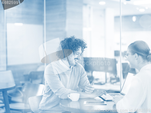 Image of startup Business team Working With laptop in creative office