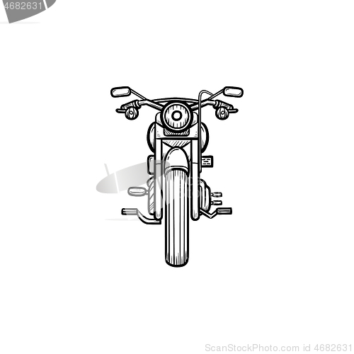 Image of Motorbike hand drawn outline doodle icon.