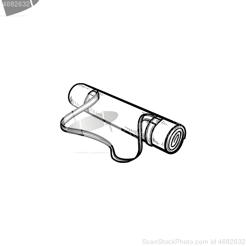 Image of Roll of camping carpet hand drawn outline doodle icon.