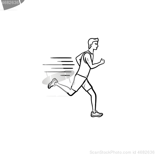 Image of Running man hand drawn outline doodle icon.