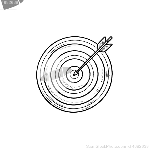 Image of Target with arrow hand drawn outline doodle icon.