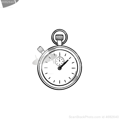 Image of Stopwatch hand drawn outline doodle icon.