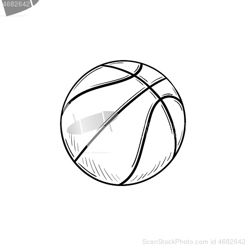Image of Basketball ball hand drawn outline doodle icon.