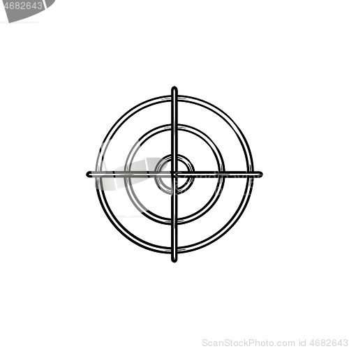 Image of Gun target hand drawn outline doodle icon.